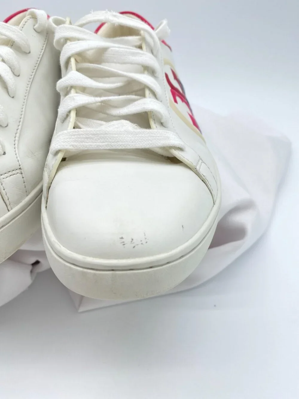 Tory Burch Howell Court Leather Sneakers White Pink Logo Size 10